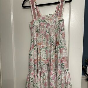 Mi Golondrina Floral Kids Dress with Pink and Green Accents